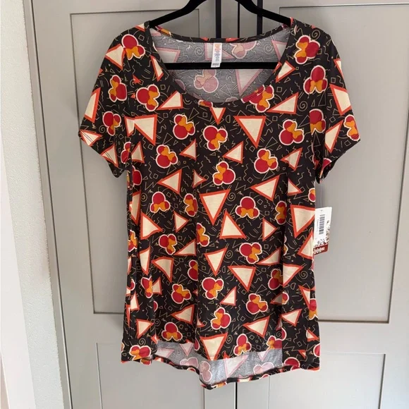 LuLaRoe Disney Classic T (Black and Red Geometric Short Sleeve Top) - Picture 1 of 4